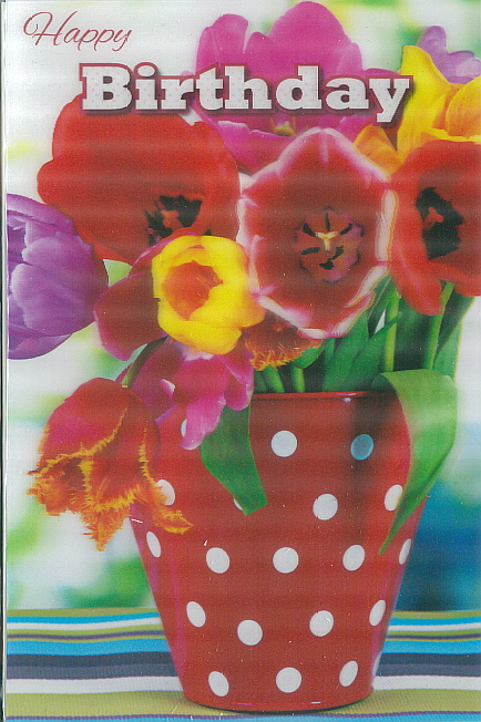 3D Card Happy Birthday Pot Flowers