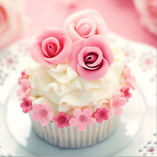 Serviette Pink Rose Cupcake
