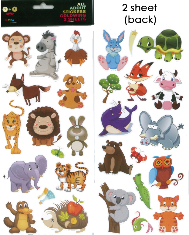 Sticker 2 Sheets Zoo